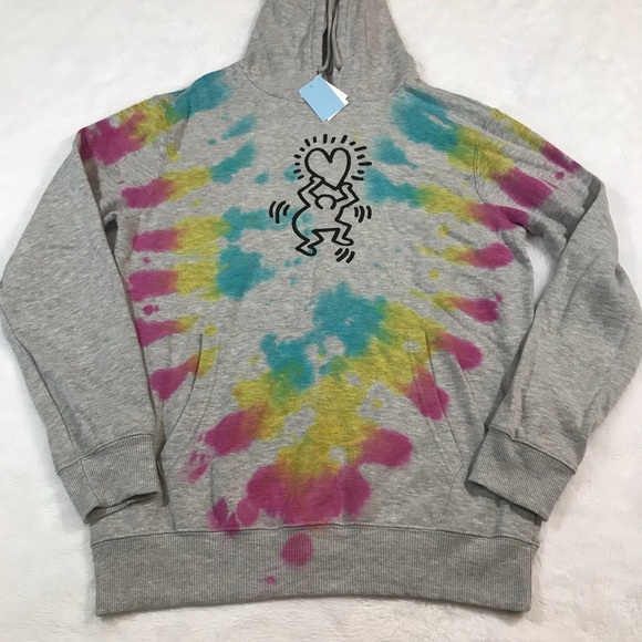 keith haring hoodie grey
